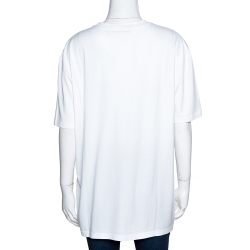 Pre Owned Givenchy White Cotton Logo Print Crew Neck T-Shirt M 