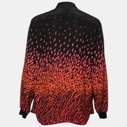 Pre Owned Givenchy Black Floral Printed Crepe Tie-Neck Blouse M
