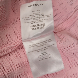 Pre Owned Givenchy Pink 4G Motif Jacquard Knit Short Sleeve Dress XS