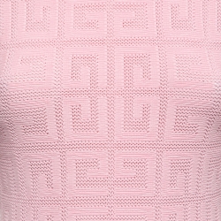 Pre Owned Givenchy Pink 4G Motif Jacquard Knit Short Sleeve Dress XS