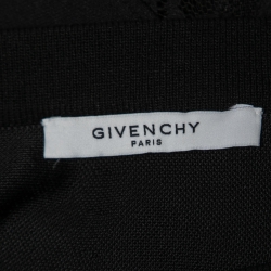 Pre Owned Givenchy Black Knit Lace Paneled Midi Skirt S