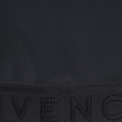 Pre Owned Givenchy Black Logo Detail Stretch Knit Short Sleeve Cropped Top S