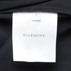 Pre Owned Givenchy Black Logo Detail Stretch Knit Short Sleeve Cropped Top S