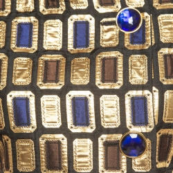 Pre Owned Givenchy Vintage Gold Jacquard Skirt Blazer Set S