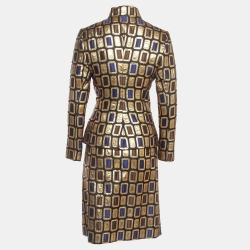 Pre Owned Givenchy Vintage Gold Jacquard Skirt Blazer Set S