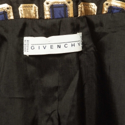 Pre Owned Givenchy Vintage Gold Jacquard Skirt Blazer Set S