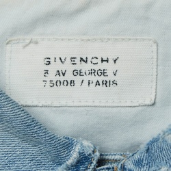 Pre Owned Givenchy Light Blue Distressed Denim Jacket S