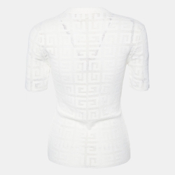 Givenchy Ivory 4G Motif Jacquard Knit Crew Neck T-Shirt XS