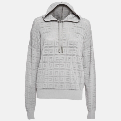Givenchy Grey Monogram Patterned Knit Hoodie M