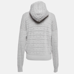 Givenchy Grey Monogram Patterned Knit Hoodie M