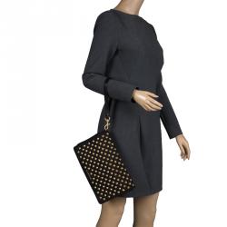 Pre Owned حقيبة كلاتش جيفنشي حمالة معصم مرصعة نايلون سوداء