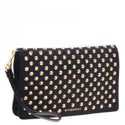 Pre Owned حقيبة كلاتش جيفنشي حمالة معصم مرصعة نايلون سوداء