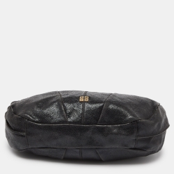 Pre Owned Givenchy Black Cracked Leather Ruched Satchel