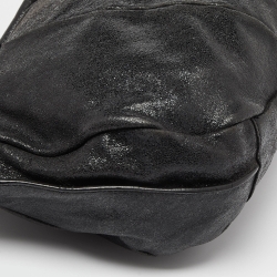 Pre Owned Givenchy Black Cracked Leather Ruched Satchel