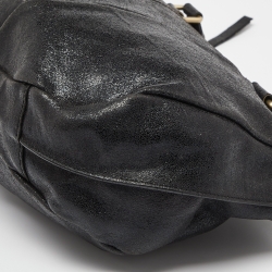 Pre Owned Givenchy Black Cracked Leather Ruched Satchel