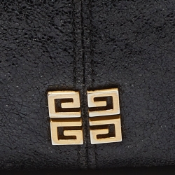 Pre Owned Givenchy Black Cracked Leather Ruched Satchel