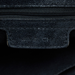 Pre Owned Givenchy Black Cracked Leather Ruched Satchel