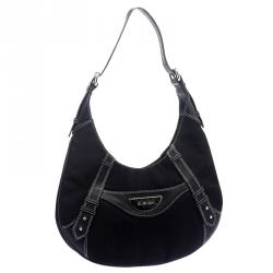 Pre Owned Givenchy Black Canvas Signature Hobo