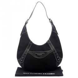Pre Owned Givenchy Black Canvas Signature Hobo