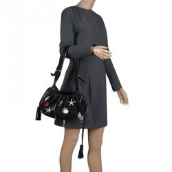 Pre Owned Givenchy Black Mesh and Canvas Pumpkin Bucket Bag