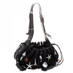 Pre Owned Givenchy Black Mesh and Canvas Pumpkin Bucket Bag