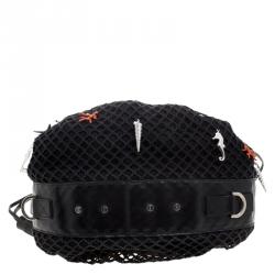 Pre Owned Givenchy Black Mesh and Canvas Pumpkin Bucket Bag