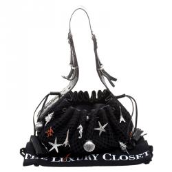 Pre Owned Givenchy Black Mesh and Canvas Pumpkin Bucket Bag