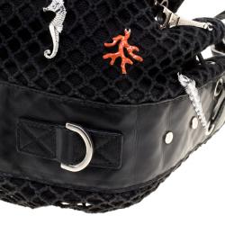 Pre Owned Givenchy Black Mesh and Canvas Pumpkin Bucket Bag