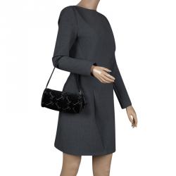 Pre Owned Givenchy Black Suede Barrel Clutch