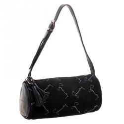 Pre Owned Givenchy Black Suede Barrel Clutch