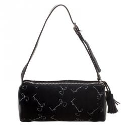 Pre Owned Givenchy Black Suede Barrel Clutch