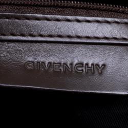 Pre Owned Givenchy Brown Canvas and Leather Large Logo Print Hobo