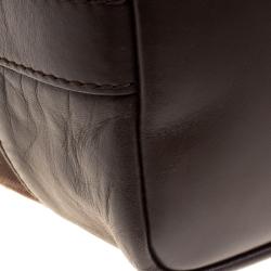 Pre Owned Givenchy Brown Canvas and Leather Large Logo Print Hobo