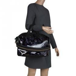 Pre Owned Givenchy Black Panther Print Patent Leather Medium Nightingale Tote