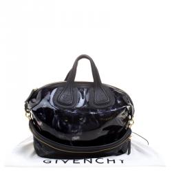 Pre Owned Givenchy Black Panther Print Patent Leather Medium Nightingale Tote