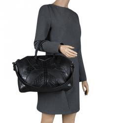 Pre Owned حقيبة جيفنشي أنتيغونا متوسطة حواف جلد نقش تمساح سوداء