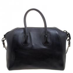 Pre Owned حقيبة جيفنشي أنتيغونا متوسطة حواف جلد نقش تمساح سوداء