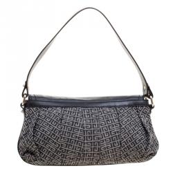 مملوكة مسبقًا حقيبة كتف جيفنشي جلد وكانفاس سوداء/ رمادية