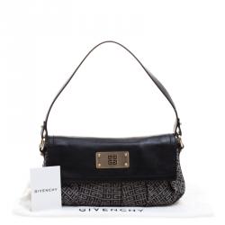 مملوكة مسبقًا حقيبة كتف جيفنشي جلد وكانفاس سوداء/ رمادية