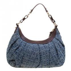 Pre Owned Givenchy Blue/Brown Monogram Canvas Hobo