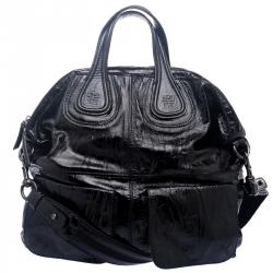 Pre Owned Givenchy Black Patent Leather Oversize Nightingale Tote