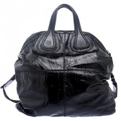 Pre Owned Givenchy Black Patent Leather Oversize Nightingale Tote