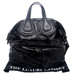 Pre Owned Givenchy Black Patent Leather Oversize Nightingale Tote
