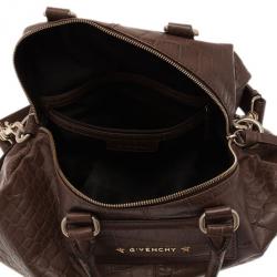 Pre Owned Givenchy Brown Croc Embossed Duffle Bag