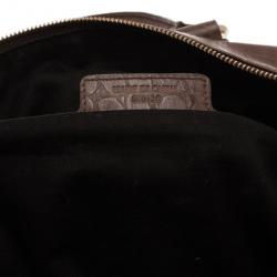 Pre Owned Givenchy Brown Croc Embossed Duffle Bag