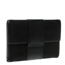 Pre Owned محفظة جيفنشي كومباكت شهيرة جلد وقماش سوداء