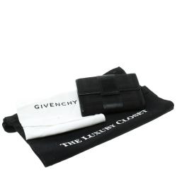 Pre Owned محفظة جيفنشي كومباكت شهيرة جلد وقماش سوداء