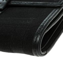 Pre Owned محفظة جيفنشي كومباكت شهيرة جلد وقماش سوداء