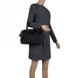 Pre Owned Givenchy Black Nylon and Leather Zip Detail Satchel