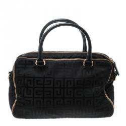 Pre Owned Givenchy Black Nylon and Leather Zip Detail Satchel